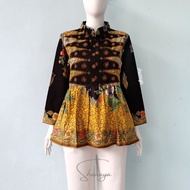 Shanaya Baju Batik Wanita Blus Sasirangan Peplum Atasan Modern Blouse Kerja