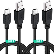 2 Pek Kabel Pengecas Pengawal PS4 10FT dengan Cincin Magnetik Serasi dengan Pengawal Tanpa Wayar Pla
