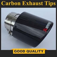 Akrapovic Car Glossy Carbon Fibre Muffler Exhaust System Muffler Pipe Tip Universal crimping Stainless Mufflers