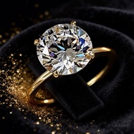 [ 4.5 ct Lab Carbon Diamond ]- (SIZE AVAILABLE) - CARBON D14M0ND - Women's Gold Rings 4CT