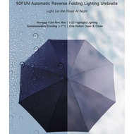 90Fun Automatic Umbrella LED Lighting Reverse Folding Umbrella Anti UV Parasol Windproof Business St