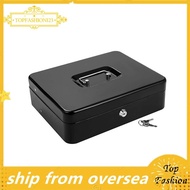 [TopFashion] Cash Box Metal Cash Box with Tray and Key Lock, Tiered Locking Cash Box,  Lock Safe wit