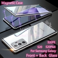 Samsung Galaxy S20 Plus Ultra FE S20Plus S20Ultra S20FE 5G Magnetic Case Metal Magnetic Adsorption Case Double-sided Tempered Glass Case for Samsung s20plus s20ultra s20fe Metal Bumper Case Magnet Metal Flip Cover Hard Front and Back 360 Protection Casing