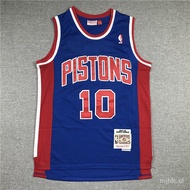 NBA Jersey Detroit Pistons No. 10 Rodman Rodman Jersey Sports The New MN &amp; bigface series Retro label Mesh blue