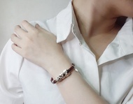 【客製】尤加利葉皮革手環  925純銀  真皮編織  手作