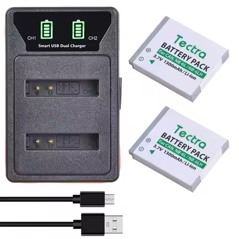 Tectra NB-6LH NB-6L Battery&Dual Charger for Canon Powershot S120,SX510 HS,SX280 HS,SX500 is,SX700,D
