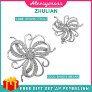 [BH5094 / BH5095] Brooch Zhulian BUNGA BERPUSAR KECIL Rhodium Plated  Zhulian Pin Zhulian original B