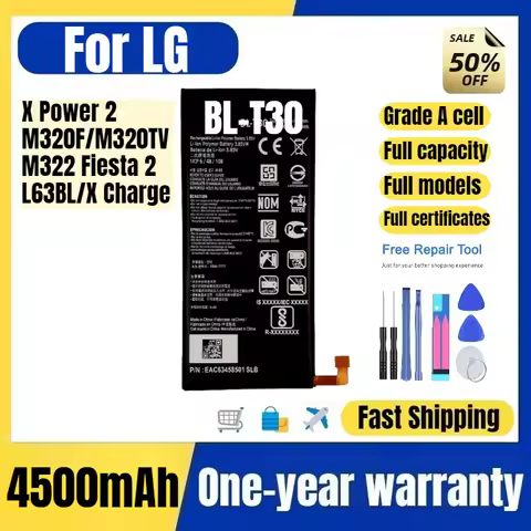 BL-T30 for LG X Power 2/M320F/M320TV/M322 Fiesta 2/L63BL/X Charge Mobile Phone Battery Replacement B