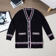 💯正貨✨Chanel Cardigan 23P黑粉白撞色絞花針織開衫✨ 支持鑒定100%Authentic with LegitApp Certificate