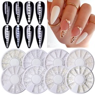 Mixed Size White Nail Tips Half Pearls 3D Nail Beads Rhinestone Decoration DIY Beauty Manicure Suppl