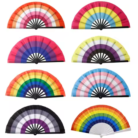 Rainbows Folding Fan Colourful Fan LGBTs Gay Pride Party Summer Cooling Fan Music Festival Women Men
