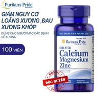 Viên uống tăng chiều cao (HSD tháng 31/09/2025) Puritans Pride Chelated Calcium Magnesium & Zinc 100