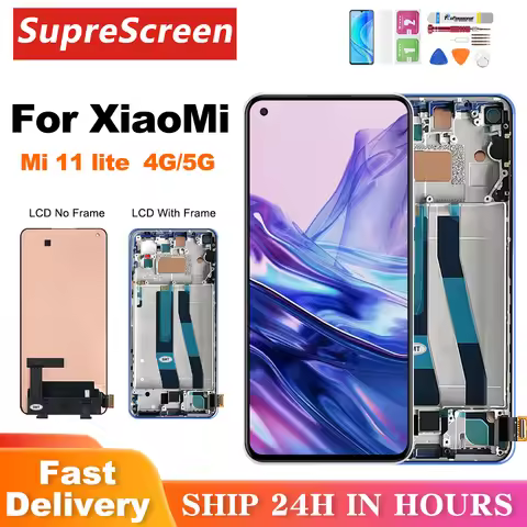 AMOLED for Xiaomi Mi 11 Lite M2101K9AG M2101K9 Display Touch Screen Digitizer Assembly for Mi11Lite 