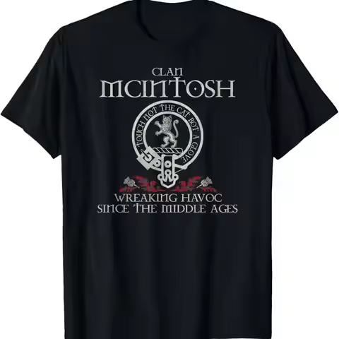 Clan Mcintosh Tartan Crest Thistle Vintage T Shirt
