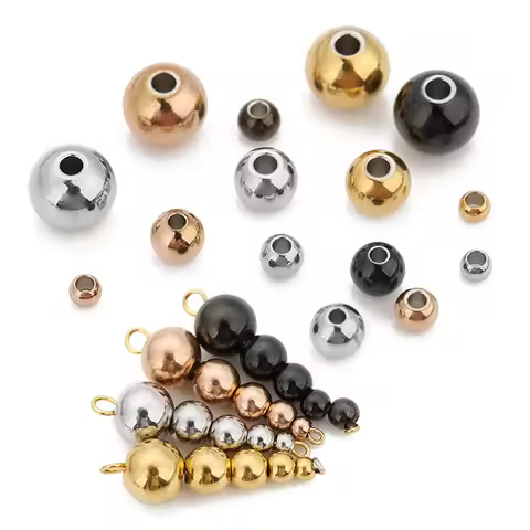 Beads Stainless Steel Spacer Stainless Steel 3mm 4mm 5mm 6mm 8mm Rose Gold Color Black Spacer Beads 