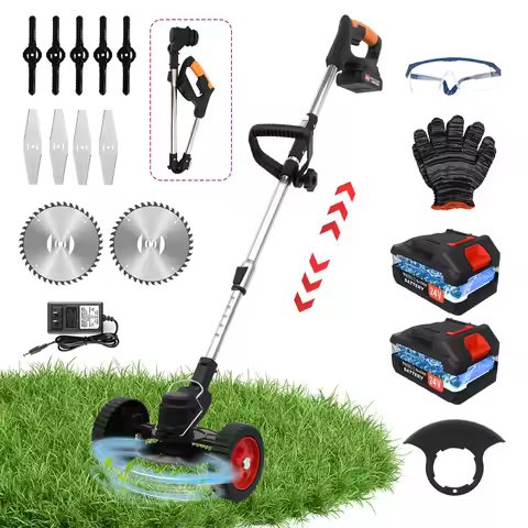 Grass Trimmer Cordless Weed Wacker Lawn Mower Lightweight 3-in-1 Edger with 2 Li-Ion 5C 2000mah Batt