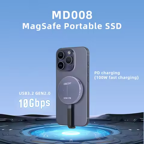 OSCOO Magsafe Portable Ssd 10Gbps External SSD Type C USB3.2 Gen 2*1 PSSD 2TB 1TB 512GB Disco Duro E