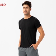 【ALO】 Alo Yoa Sports Workout Clothes Summer Solid Color Sweat-Absorbent Quick-Drying T-Shirt Mens Ba