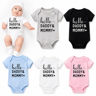 Newborn Baby Romper  cotton Clothing  Bodysuit jumpsuit Short Sleeve Romper Hello Daddy Mommy letter