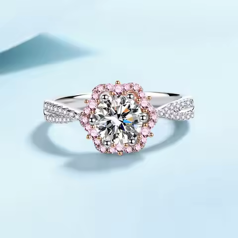 JH Princess Aisha 6 Claw 1CT Moissanite Ring D Color VVS Diamond Certified Luxury Wedding Rings 925 