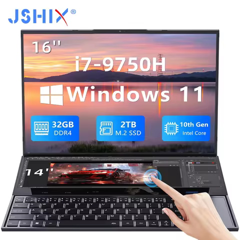 New Dual Screen Laptop Intel Core I7-9750H 16.1 Inch + 14.1 Inch Touch Screen Gaming High-end Busine
