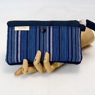 【日本先染布】布手作多層收納錢包_有卡片專屬收納口袋# 藍條紋