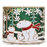 Candle holderสีทอง ลาย Polar Bear Scene ของแท้100% (เชิงเทียนสีทองขนาดใหญ่ เทียน3ไส้ bath &amp; bodyworks) ไม่รวมเทียน**