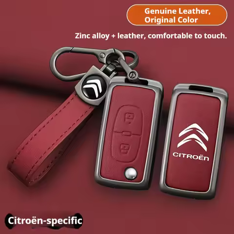 New Metal Leather Car Remote Key Case Cover Key Protector For Citroen C1 C2 C4 C6 C3-XR Picasso Gran