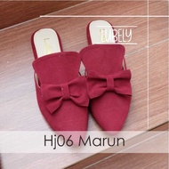 MALL586- [besty_mart3] LUBELY WOMEN'S FLAT SHOES WITH RIBBON SLOPES HJ06 - Maroon, 37