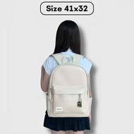 Balo đi học nam nữ PAMITI da PU ulzzang chống thấm nước basic trơn đựng laptop 156 inch kích thước 4