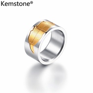 Kemstone Stainless Steel Goros Leaf Feather Gold Silver Plated Male Ring Jewelry Gift for Men