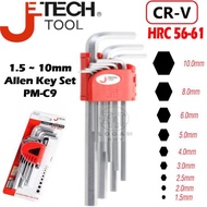ALLEN KEY HEX KEY SET JETECH TOOLS 1.5-10MM 1.5MM TO 10MM PM-C9