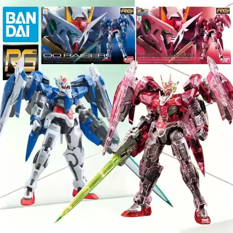 Bandai RG Dual Set 00 Raiser Standard Blue White & Trans-Am Clear Pink Transparent Mecha Gundam 00 C