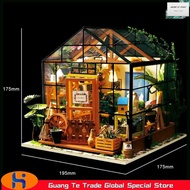 Handmade DIY Cottage Building Model Flower House Greenhouse 1:24 DIY Miniature Dollhouse