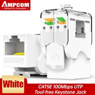 AMPCOM Tool Free RJ45 Keystone Jack CAT6A CAT6 CAT5E Tool-Less RJ45 UTP Keystone Jack No Punch-Down 