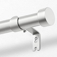 KAMANINA Silver Curtain Rod for Windows 48 to 84 Inch (4-7 Feet), 1 Inch Heavy Duty Curtain Rods Mod