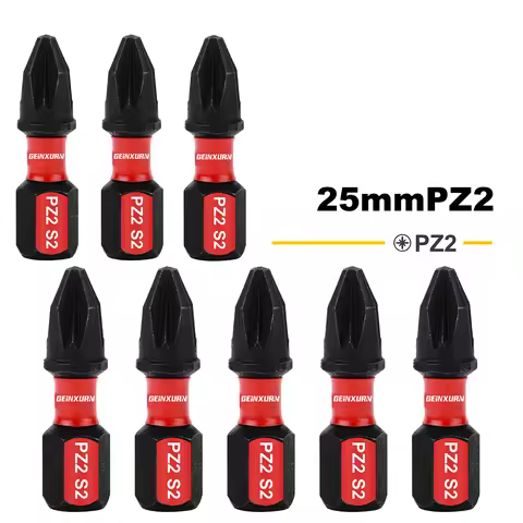 Geinxurn 1Inches Pozidriv #2 PZ2 Impact Tough Screwdriver Power Bit Set, S2 Alloy Steel Screwdriver 