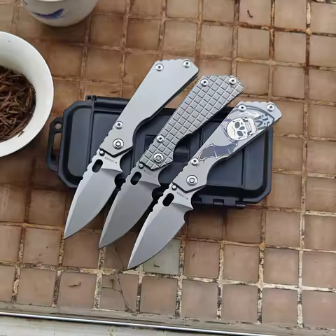 JUFULE Real 154CM Blade Strider PT3 Titanium Handle Copper Washer Folding Knife Tactical Pocket Camp