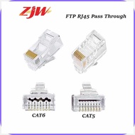 ZJW%Ix100Pcs}O}CAT5/CAT6}K)FTP}PJ)RJ45}ts)Pass}dU)Through}PW)RJ45}OR)Connector Unshielded Cat5 Cat
