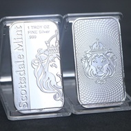 Silver Bar 1OZ oz Silver Plated Square Commemorative Coin 5.9~26