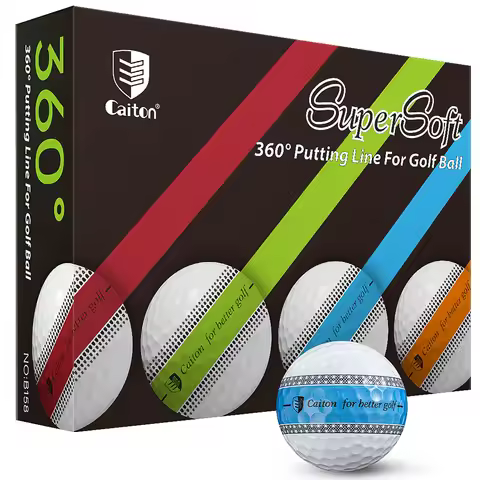 Golf 3-Layer Balls Caiton 3/12Pcs 3-Layer PU Golf Balls 360° Alignment Line Putting Practice Balls f