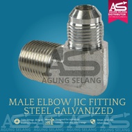 Double Nipple Elbow 90 1/2 MB x 3/8 MJ Galvanized Steel Nipple NPT JIC