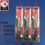 (4'' / 4.5'' / 5'' )Zebra Stainless Steel Knife 100% Original Thailand (100290,100292,100291)