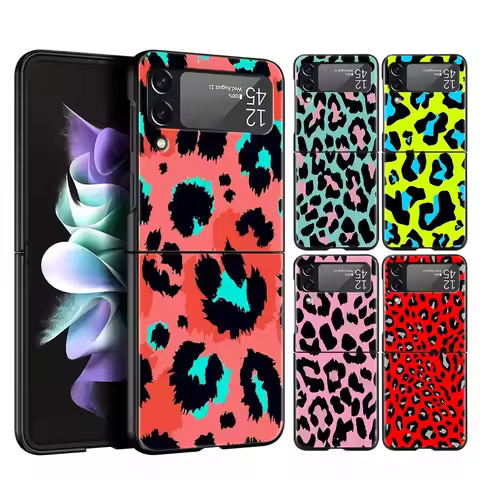 Leopard Print Pattern Phone Case For Samsung Galaxy Z Flip3 Flip4 Flip5 Shell For Z Flip 3 Flip 5 4 