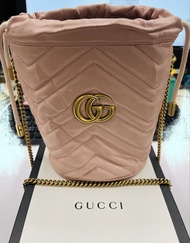 Gucci GG Marmont 迷你水桶包 超靚粉紅色 Bucket Bag Mini Light Pink 水桶袋 100% 真品 authentic real Fullset 送禮自用都靚 生日