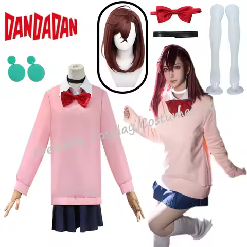 Anime Dandadan Momo Ayase Cosplay Costume Wig Dress Skirt School Uniform Earrings Choker Halloween P