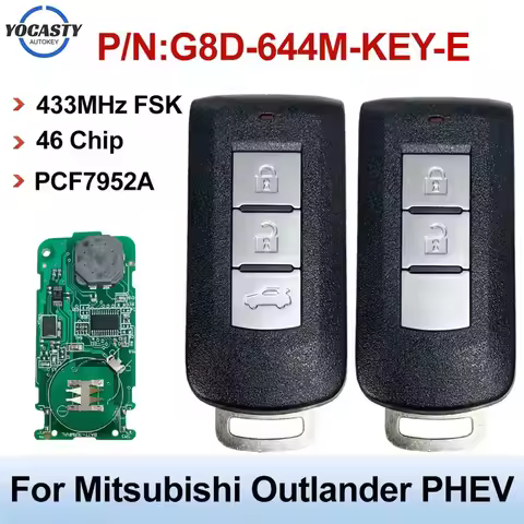 P/N:G8D-644M-KEY 2/3 Buttons 433MHz FSK PCF7952A 46 Chip Smart Remote Key 8637A662 For Mitsubishi AS
