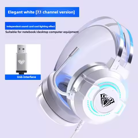 AULA gamer USB Headset 7.1 Channel Wired Headphone PC Laptop Computer gaming pc accessories computer