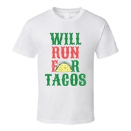 Will Run For Tacos Worn Look Funny Junk Food Gym T Shirt