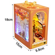 In stock Creative DIY Wooden Book Nook Shelf Insert Miniature Kits Future World Bookshelf Home Booke